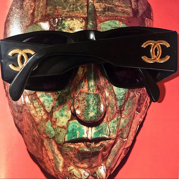 CHANEL Accessories - Unisex Chanel black Acetate Gold CC Logo 01451 CHANEL Accessories - Unisex Chanel black Acetate Gold CC Logo 01451